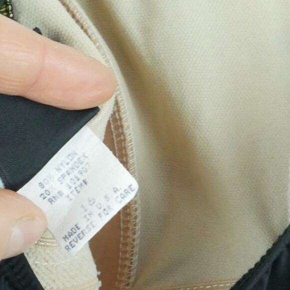 Vintage Size 16 One Piece Swimsuit 90s High Cut Metallic Glam Low Back Floral - Picture 8 of 8